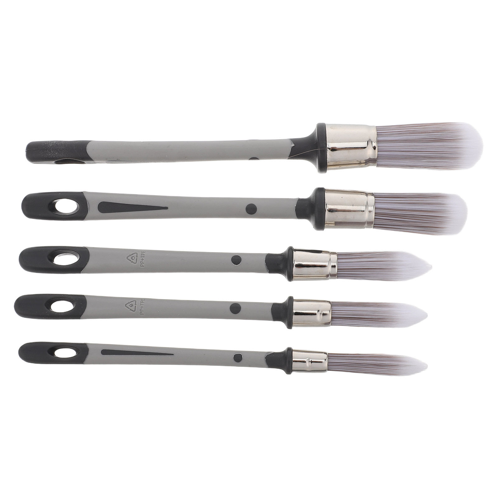 Detailing Brush Set - 5本セット精密塗装ブラシセット、細い先端の丸型ブラシ、コーナーのタッチアップ、ベースボード、目地、トリム用小型ブラシ